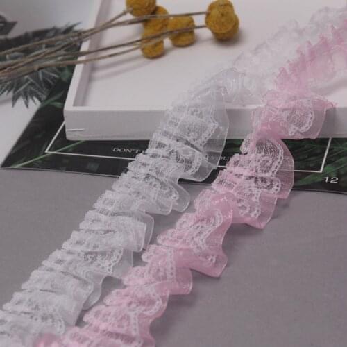4cm Thin Elastic Double Fabric Stretchy Folded Lace Trim DIY Dress Headwear Ribbon Accessories