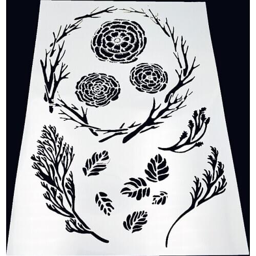 Branch circle plastic mold shield DIY cake scrapbook stencils hollow Embellishments printing lace ruler Valentines Day