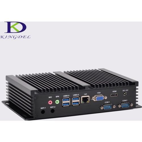Windows 10 cheap fanless mini industrial pc with 4GB RAM mSATA SSD Intel i3 4010u CPU 2 COM Ports Mini Desktop Gigabit LAN