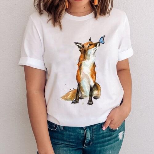Women Graphic Mujer Camisetas Printing 90s Fox Cartoon Animal Clothes Lady Tees Print Tops Clothing Female Tshirt T-Shirt