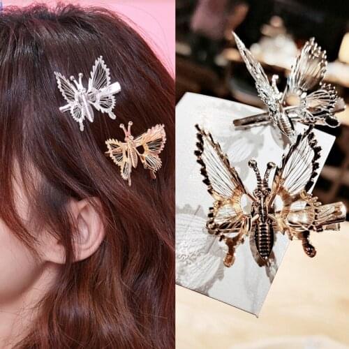 Metal Alloy Butterfly Hair Clip Girls Openwork Hairpin Shiny Gold Silver Butterfly Hair Clips Hairpins for Hair Women