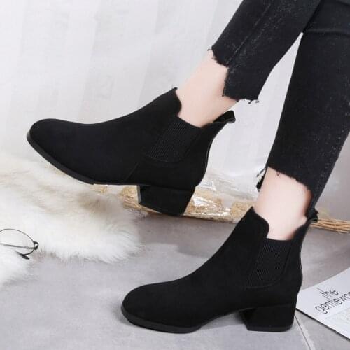 2021 autumn winter new womens wild short boots round head comfortable suede boots womens simple sets of boots mujer