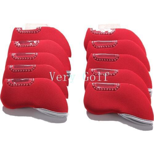 10Pcs/Set Golf Iron Club Head Covers Neoprene Protect Case Top Window Display Golf Headcovers 6 Colors