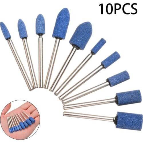 10pcs/kit 4-10mm Polishing Grinding Stone Points Wheel Head Abrasive Mounted Stone for Rotary Power Drill Bit Tool