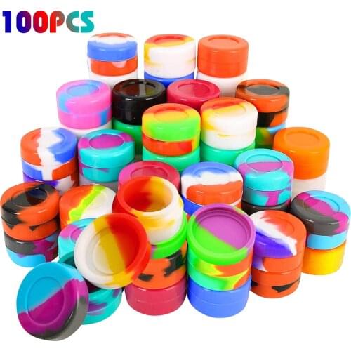 100PCS Small Wax Oil Container DIY Silicone Silicone Wax Concentrate Oil Container Jar For Bho Slick Butane Hash Dab 2ml
