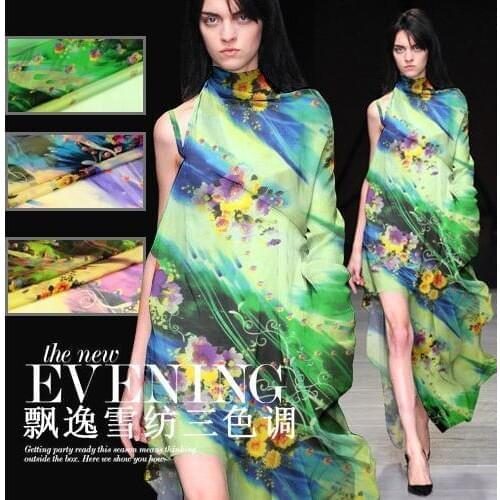 135cm wide 6mm silk chiffon dress skirt shirt fabric 3 pattern available