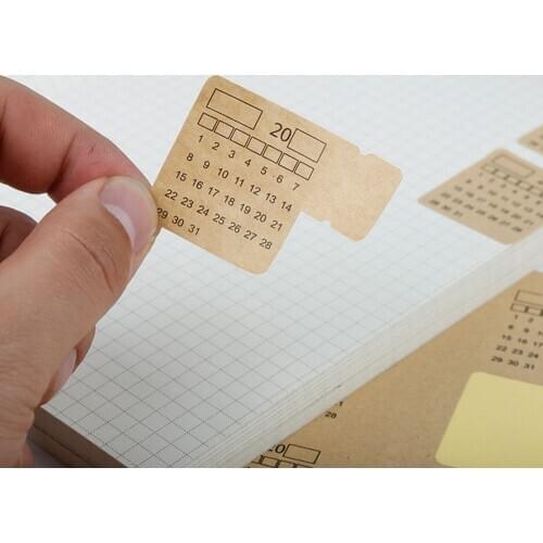 2sheets Kraft Paper Calendar Index Sticker Universal Handwritten Calendar Note Bookmark Planner Schedule Agenda Decorative Label