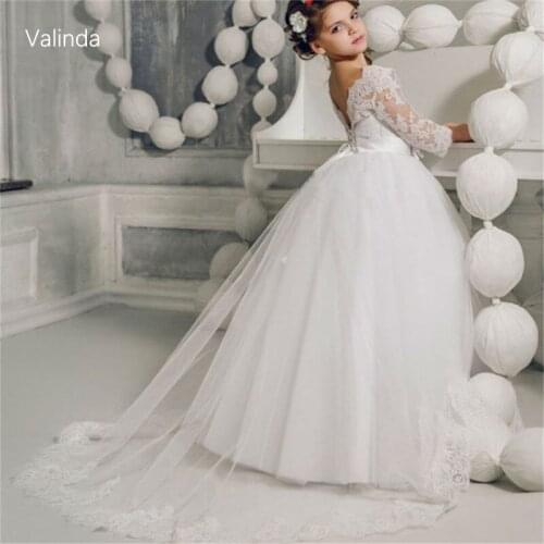 3/4 Sleeve Flower Girl Dresses Holy First Communion Birthday Junior Bridesmaids Wedding Party Dress