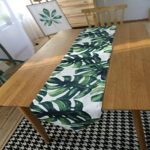 3 Sizes Waterproof Monstera Table Runner Nordic Fresh Plant Tablecloth TV Cabinet Table ClothTextile Products Decorative Cloth