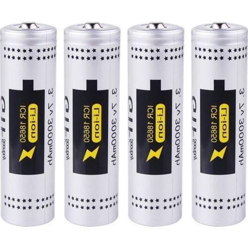 GTF 4pcs 3.7V 18650 Battery Real capacity 3000mAh Li-ion Rechargeable Pointed Battery For Flashlight Torch Drop shipping Cells