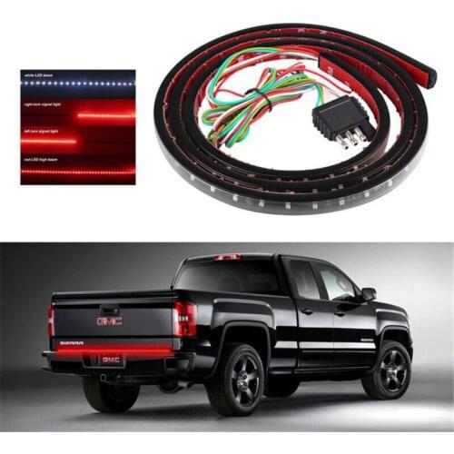 48" Triple 1-Row LED Tailgate Light Bar with Amber Turn Signal Red Brake/Running White Reverse Lights for Hilux