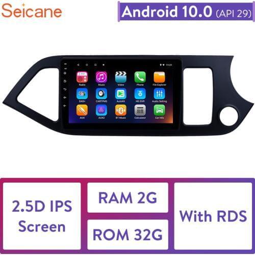 Seicane Android 10.0 RAM 2GB Car Head Unit Radio Audio GPS Multimedia Player for KIA Picanto Morning 2011 2012-2014 GPS RDS