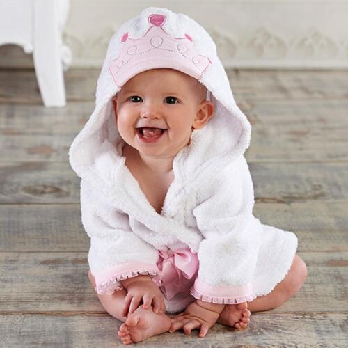 Baby boy bathrobe bath cloth Flannel crown white 2--Y home robe Terry bathrobe with a hood baby girl winter clothes