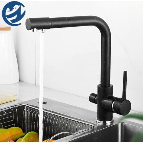 Black Filter Kitchen Faucet 360° Rotatble Kitchen Faucet Taps Hot Cold Mxer Crane Brass Material Pure Water Kitchen Faucet Tap