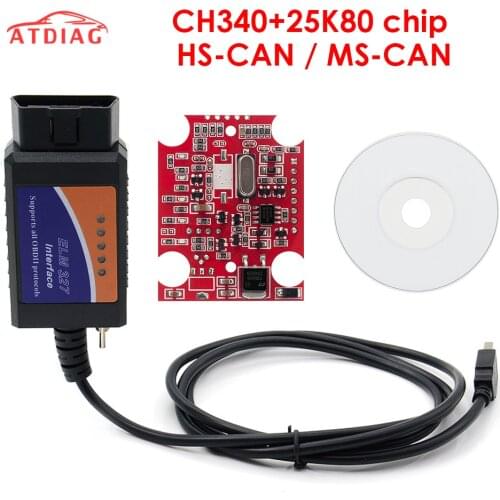 ELM327 USB V1.5 modified for Forscan ELMconfig CH340+25K80 chip HS-CAN / MS-CAN Free Shipping