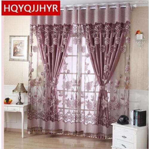 European luxury rich flowers tulle curtains for living Room sheer curtains for kitchen window curtain bedroom custom finished