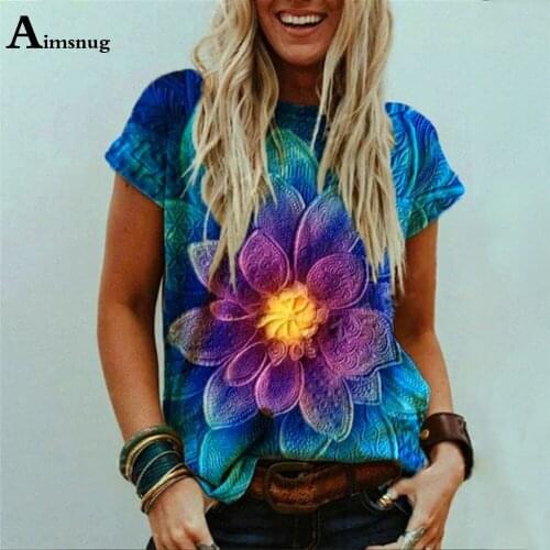 Plus Size Ladies Elegant Leisure Casual T-shirt Fashion 3D Print Tops Loose Women Clothing 2021 Summer Tees shirt Femme 3XL
