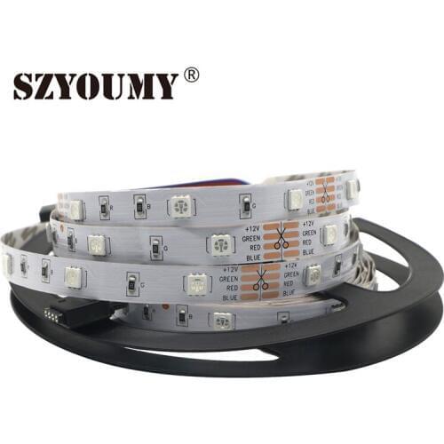 SZYOUMY LED Strip 5050 SMD 12V Flexible Light 30LED/m 5m 150LEDS White/Warm white/RGB Colour 100m/Lot