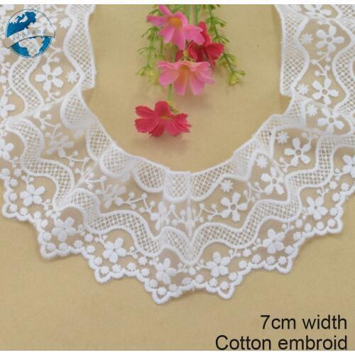 7cm width Cotton embroid lace sewing ribbon guipure lace african lace fabric trim warp knitting DIY Garment Accessories#3085