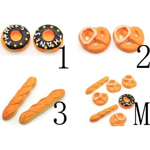 Wholesale Kawaii Flatback Resin Dollhouse Food Cabochons Cute Bread Donut Dessert Food Cabochons Jewelry Sup