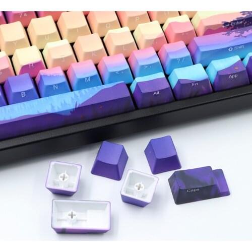 Purple OEM Profile Keycaps PBT 5 Face Dye-Sub 128 Keys Full Set 6.25U Spacebar For GH60 \ IKBC \ duck / FILCO-128keys