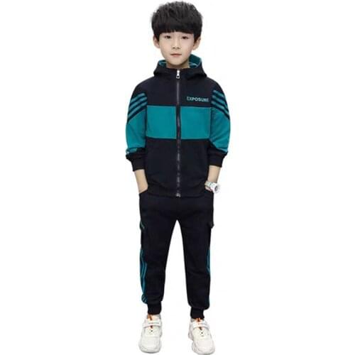 Boys spring/autumn 3pcs suit long-sleeved T-shirt + hooded jacket + trousers new medium and big kids suit 4-12 years old