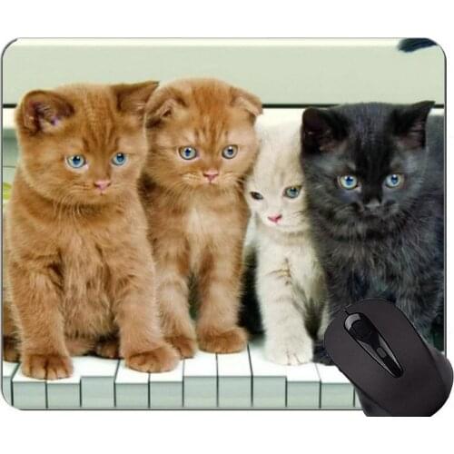 Mouse Pad with Stitched Edge,Cat piano Non-Slip Rubber Base Mousepad