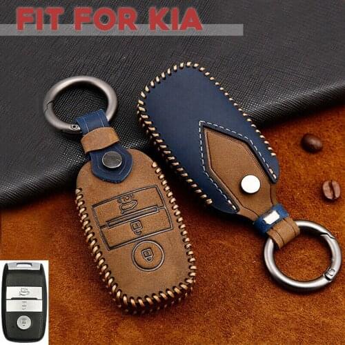 Leather Car Smart Key Fob Case Holder CoverFor Kia Optima K5 Sorento Carens Soul 2014 2015 2016 2017 2018 2019 2020
