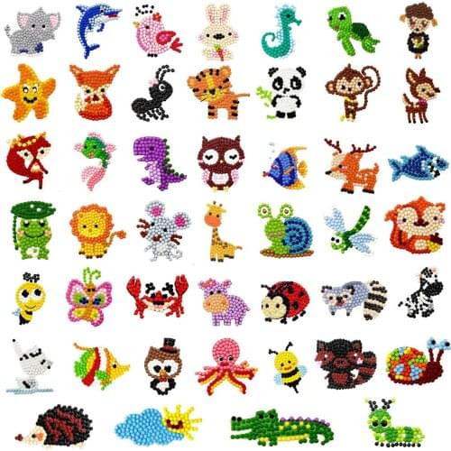 Hot sale 46 Pcs/lot 5D Diamond Painting Stickers Kits for Kids Animal Diamond Stickers for Kids Adults