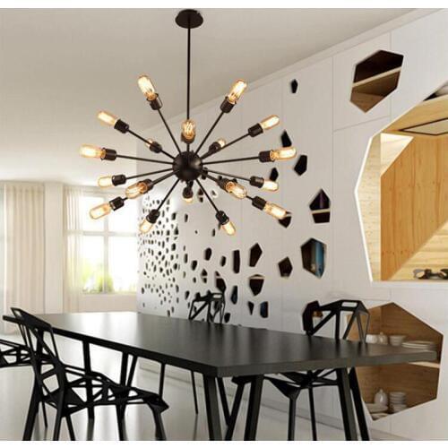 12-arm Satellite style Bar light black iron chandelier coffee house Restaurant lights vintage chandeliers Bar Cafe lighting