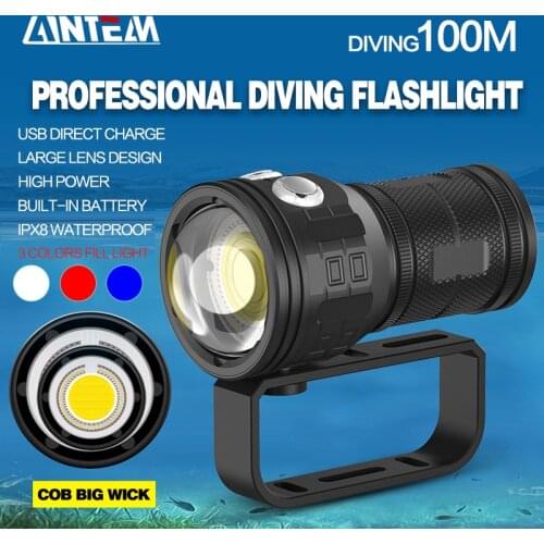 12800mAh IPX8 Underwater 80m Powerful 20000Lumen Diving Flashlight Photography LED Light COB dive Torch Lamp Scuba dive light
