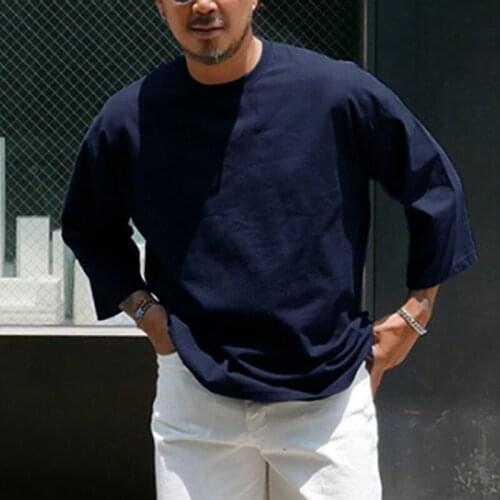 Casual Loose Half Sleeve T Shirts Men Fashion O-Neck Solid Tees Shirt For Mens 2021 Autumn Solid Color Pullover Tops Streetwear