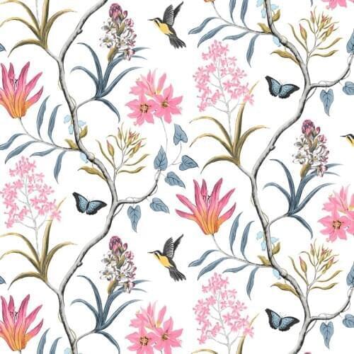 Pink Flower Wallpaper Floral Bird Wallpaper Self Adhesive Modern Living Room Bedroom Kitchen Bathroom Wall Paper Home Decoration