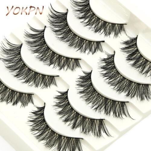 YOKPN Crisscross Natural Long Eye Lashes Handmade Cotton Thread Messy Thick False Eyelashes Daily Makeup Tool Soft Fake Eyelashe
