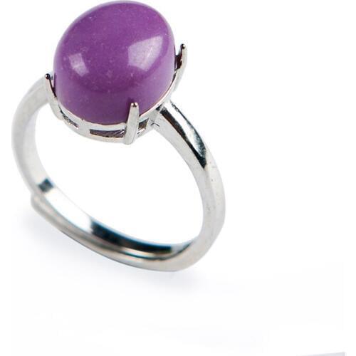Natural Phosphosiderite Purple Crystal Round Stone Beads Fashion Women Party Ring