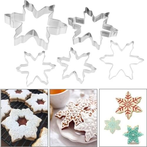 NICEYARD 5pcs/Set Snowflakes Shape Stainless Steel Bakeware Biscuit Fondant Cookie Cutter Cake Decorating Molds Cookie Tools