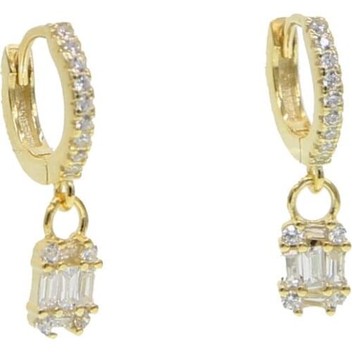 Latest 2021 Genuine 925 Sterling Silver Nice Wedding Jewelry Girl Women Classic Drop Earring with Square Clear Cz Fashion Gifts