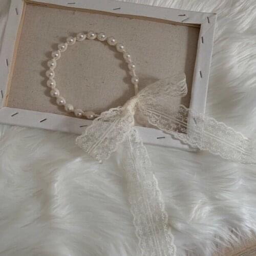 New Hot Sale Lace Pearl Hair Band French Palace Elegant Bridal Veil Hair Accessories Bridal Accessories