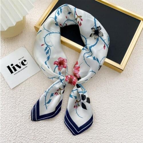 70x70cm Square Neck Plum Prints Silk Scarf Bandana 2021 Women Fashion Scarves New Foulard Summer Luxury Shawls Wraps Hijabs lady