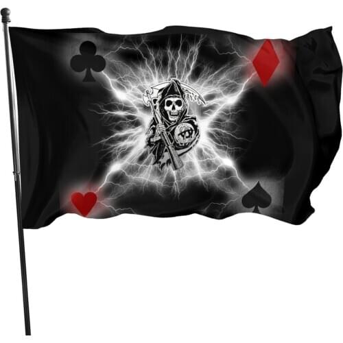 90x150cm sons of anarchy logo gif flag for decoration Anarchy skull flag