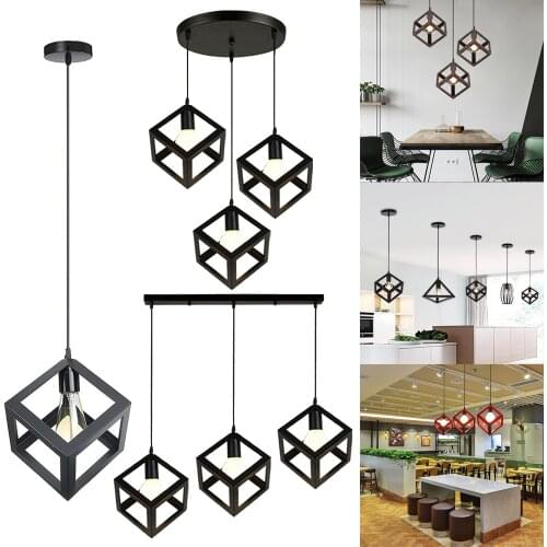 Retro Industrial Geometric LED DIY 3 Heads Pendant Light Indoor Lighting Corridor Restaurant Bedromm Bedside Coffer Hanging Lamp