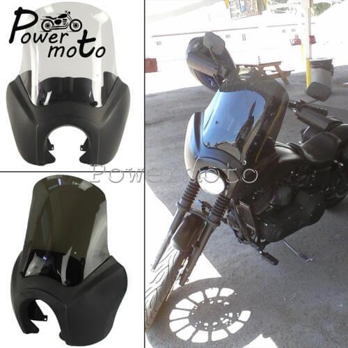 Clear/Smoke Motorcycle 15" Windscreen Deflector Front Fairing For Harley Dyna Fat Bob Wide Glide FXR FXD 1987-2017