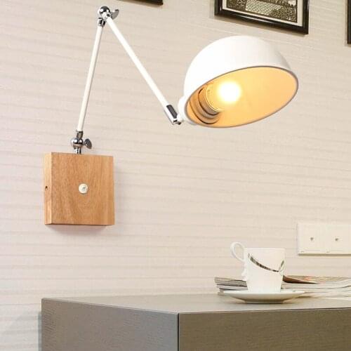 Adjustable wooden Wall Lamps Modern Foldable Wall Sconce White Bedside Lights For Bedroom Matel Reading Home Lighting