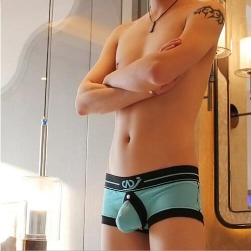 Sexy Underwear Mens Boxer Shorts Modal Cuecas Open Crotch Removable Pouch Underpants For Gay Male Sex Underware Calzoncillos