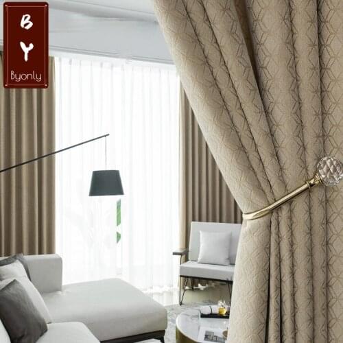2021 New Chenille Jacquard Curtain Fabric Living Room Bedroom Solid Color Shade Curtain Hotel Curtain Cotton and Linen Curtain