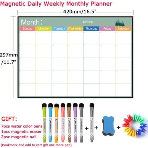 Dry Erase Magnetic Weekly&Monthly Planner Calendar Whiteboard Message Drawing Fridge Memo Magnet Bulletin White Board for Kids
