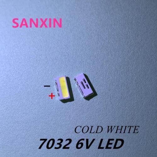 50PCS/Lot Edge SMD LED 7032 6V 1W 160mA Cool White High Power For TV Backlight