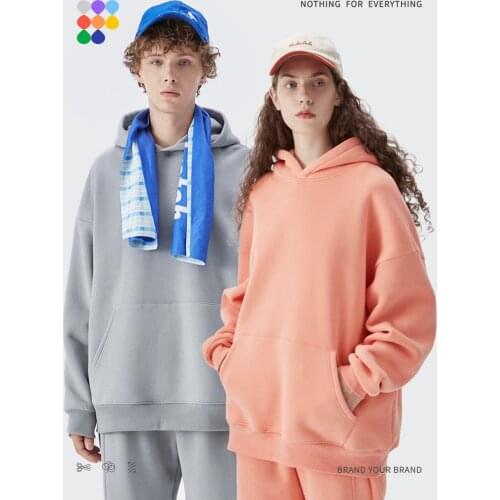 INFLATION Mens Thick Fleece Hoodies Men Women Pullovers Winter Thick Velvet Hoodies Couples Matching Oversized Hoodies