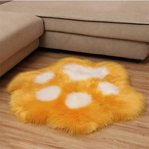 Faux Wool Plum Shape Thick Carpet for Living Room Plush Rug Children Bed Room Floor Carpets Window Bedside Home Decor Rugs Soft