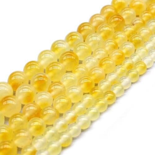 High Quality Natural Yellow Crystal Quartz Round Beads for Jewelry Making DIY Bracelet Stone Bead 4/6/ 8/ 10/12mm